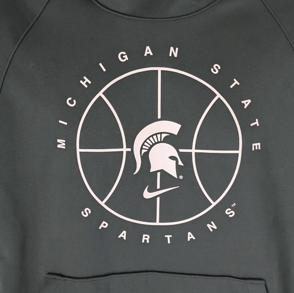 Nike Michigan State Spartans Dri-Fit Hoodie Men S Green Pullover Basketball - Picture 2 of 10